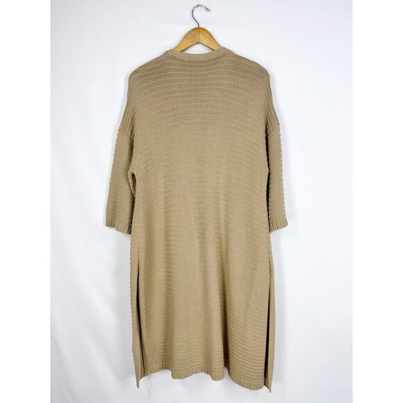 Soft Surroundings Women's Metallic Knit Longline Cardigan Sweater XL Tan - Picture 5 of 12